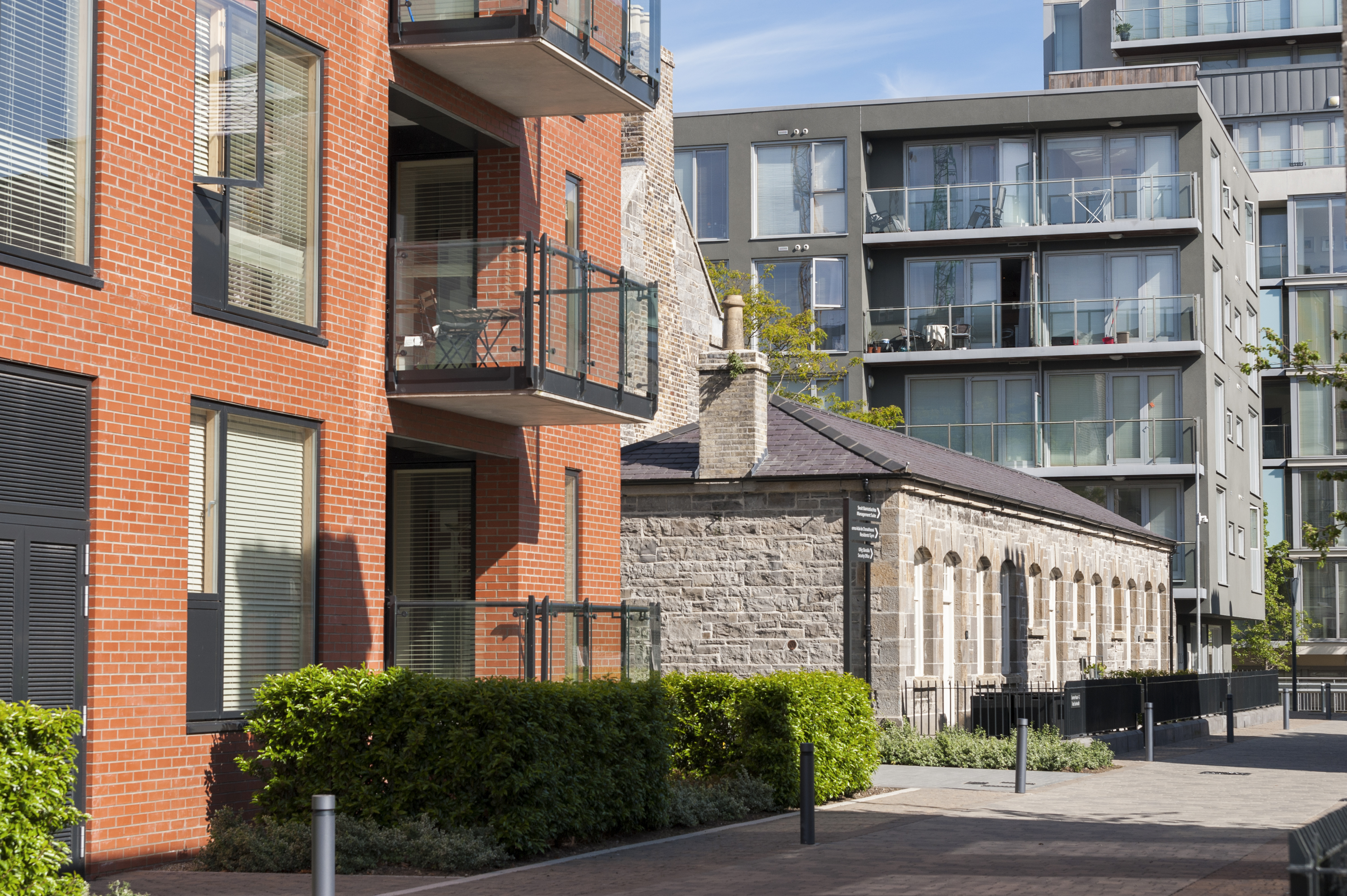 Houses and apartment block