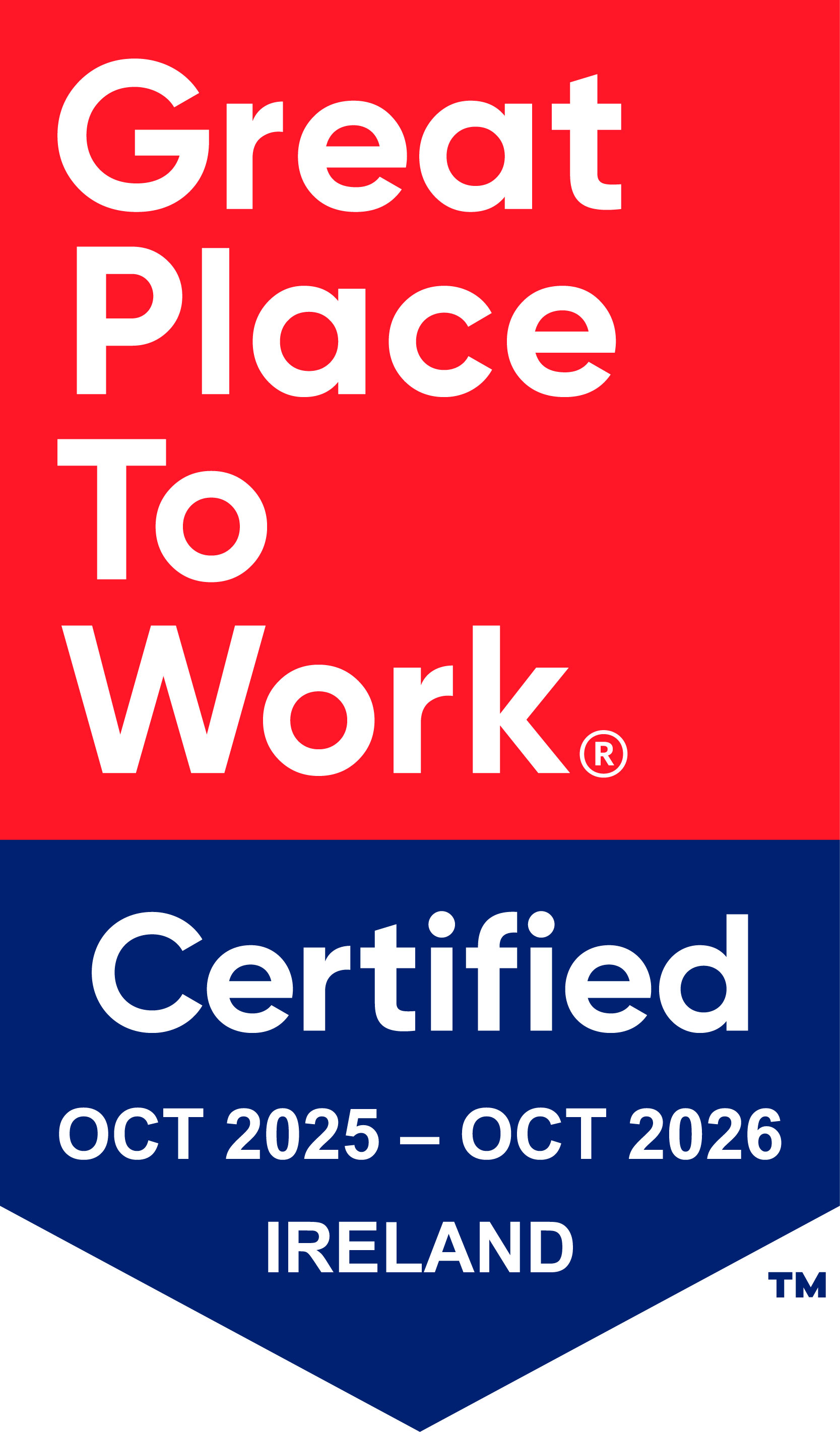 Banner Certification showing Great place to work accreditation Oct 2025 - Oct 2026