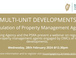 Webinar: Multi-Unit Developments - Regulation of Property Management Agents