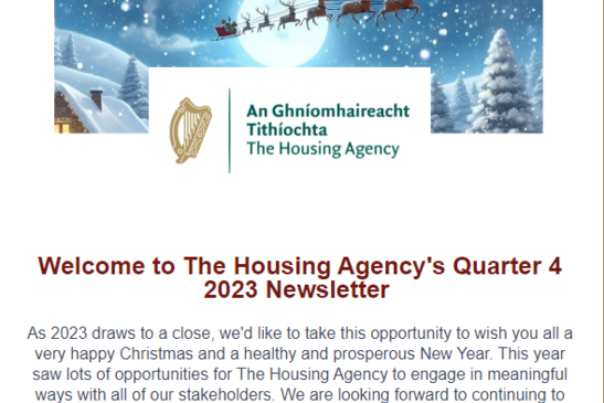 The Housing Agency publishes the Q4 2023 Stakeholder Newsletter 