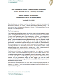 Opening Statement: Bob Jordan - Joint Committee on Housing, Local Government and Heritage Social & Affordable Housing – Financing and Funding 